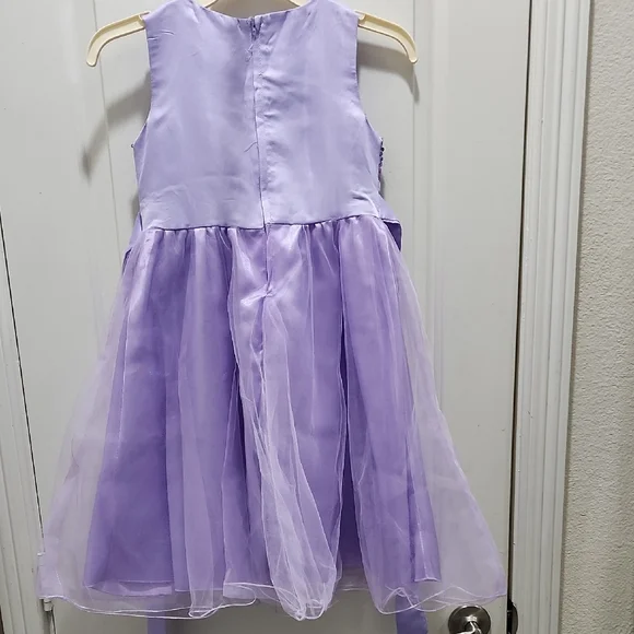 Purple Sleeveless Dress with Sequin Bodice - Picture 2 of 3